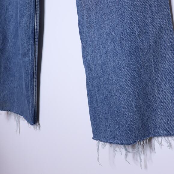 ZARA High Rise Distressed Straight Leg Jean Blue Medium Wash Denim Women's 2 - Picture 8 of 11